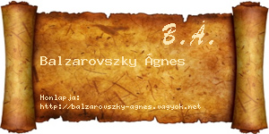 Balzarovszky Ágnes névjegykártya